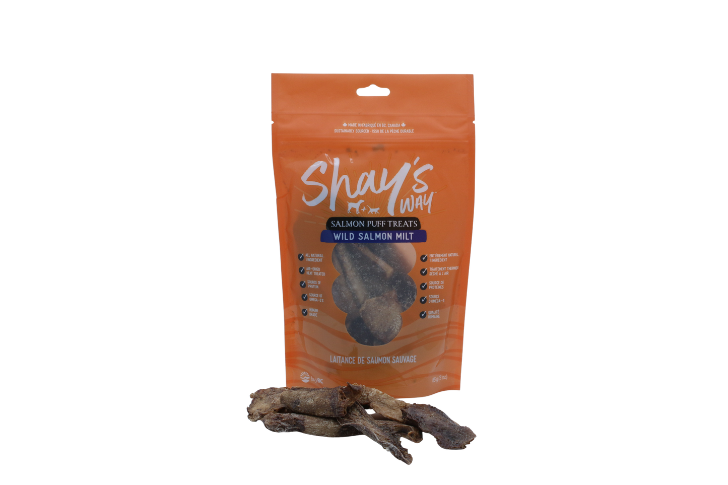 Salmon Milt Puffs — Wild-Caught Single Ingredient Dog & Cat Treats, 85g | Shay's Way