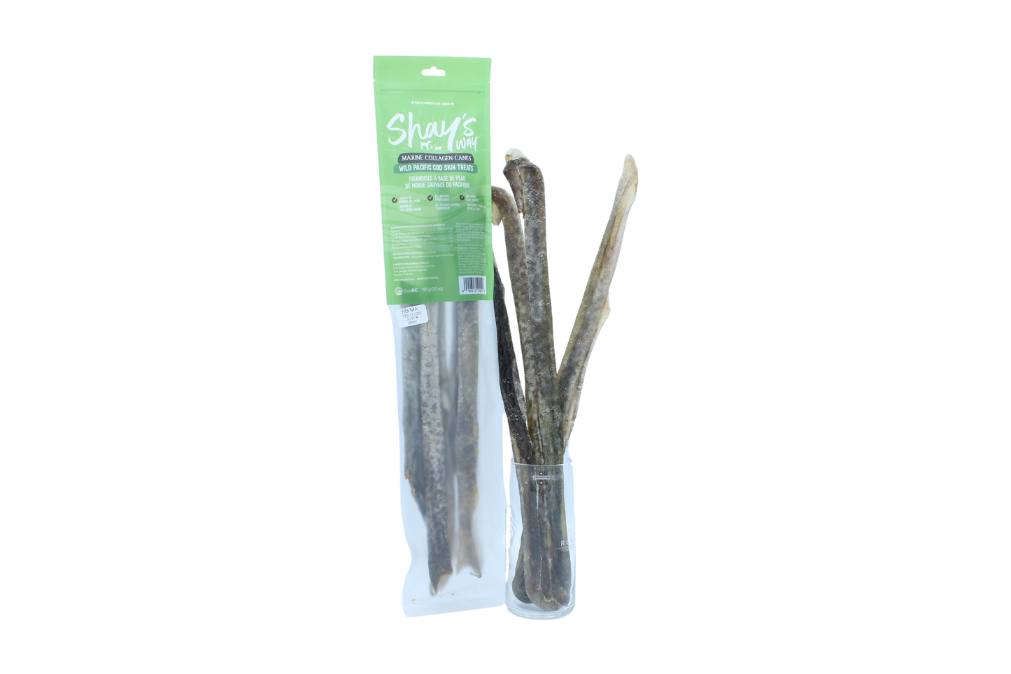 Wild Pacific Cod Marine Collagen Canes for Dogs — Air-Dried, Single Ingredient Treats, 100g | Shay's Way